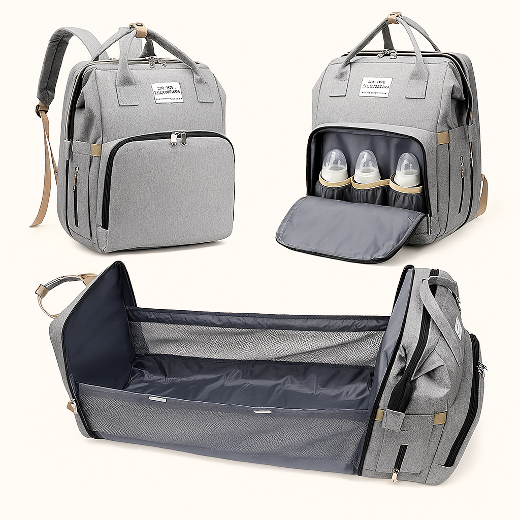 Nubbii 5-in-1 Foldable Diaper Bag & Baby Bed