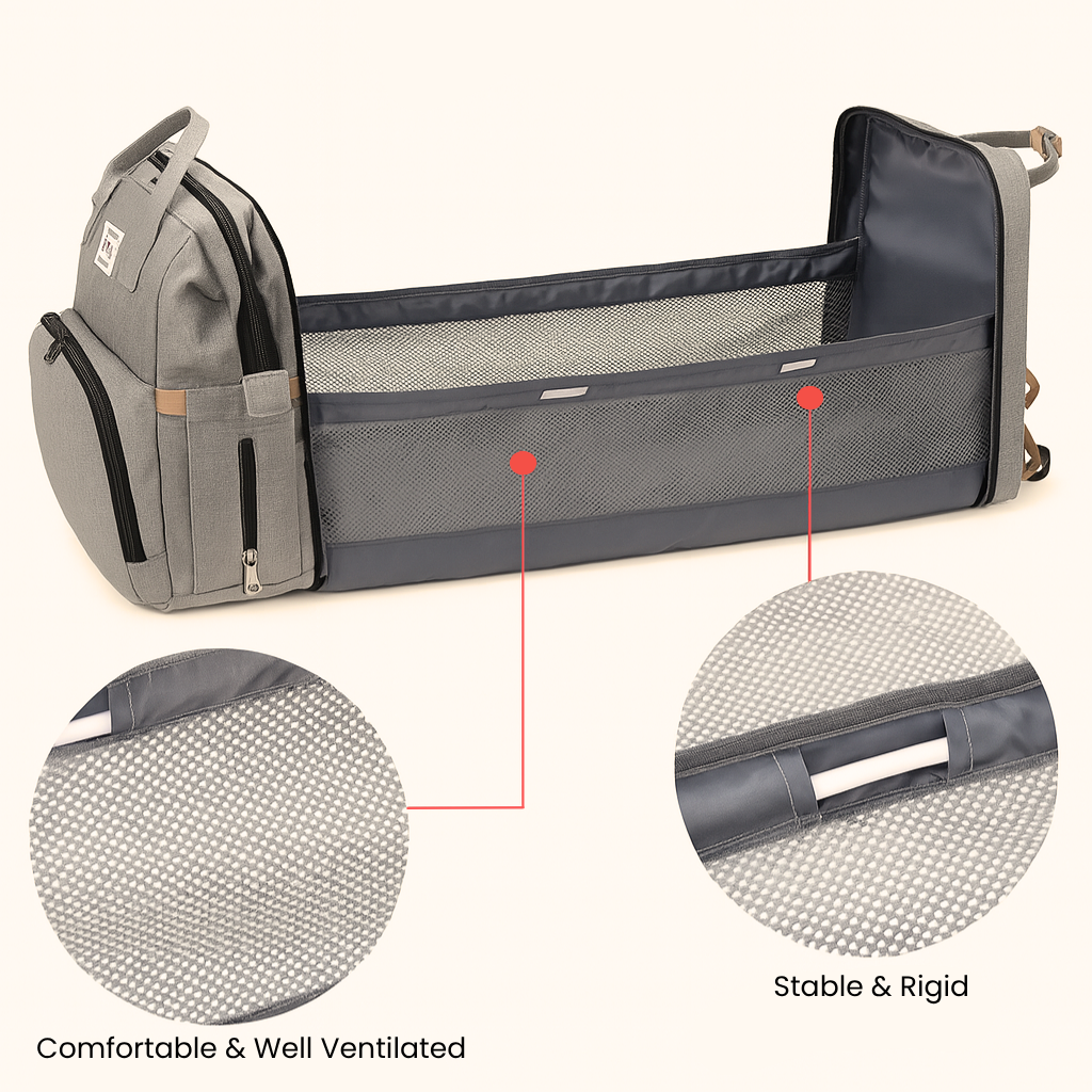 Nubbii 5-in-1 Foldable Diaper Bag & Baby Bed